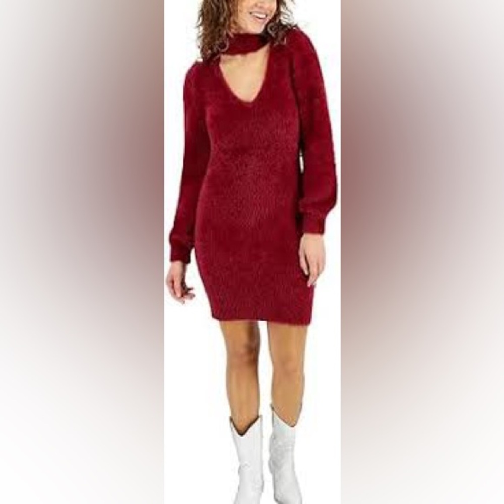 NWT SIZE L Guess Burgundy Knit Mini Dress